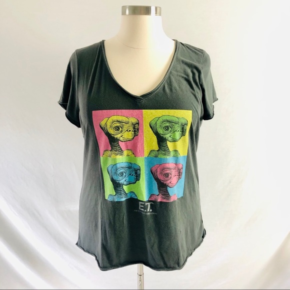 Ripple Junction E.T. Tee Shirt Size 2X Gray V Neck - Picture 7 of 7
